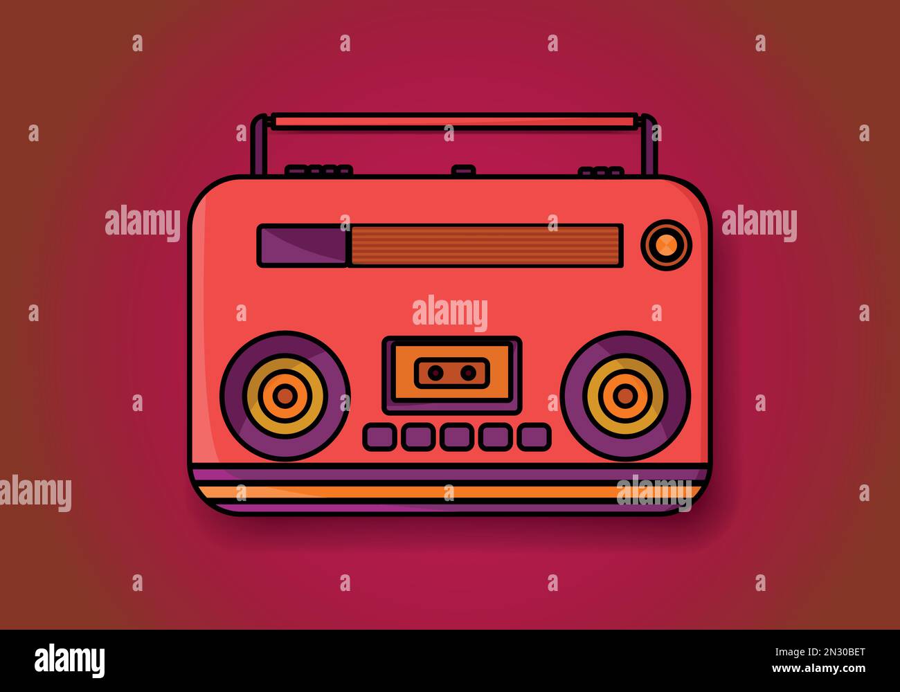 Rotes Oldtimer-Radio auf altem Hintergrund Stock Vektor