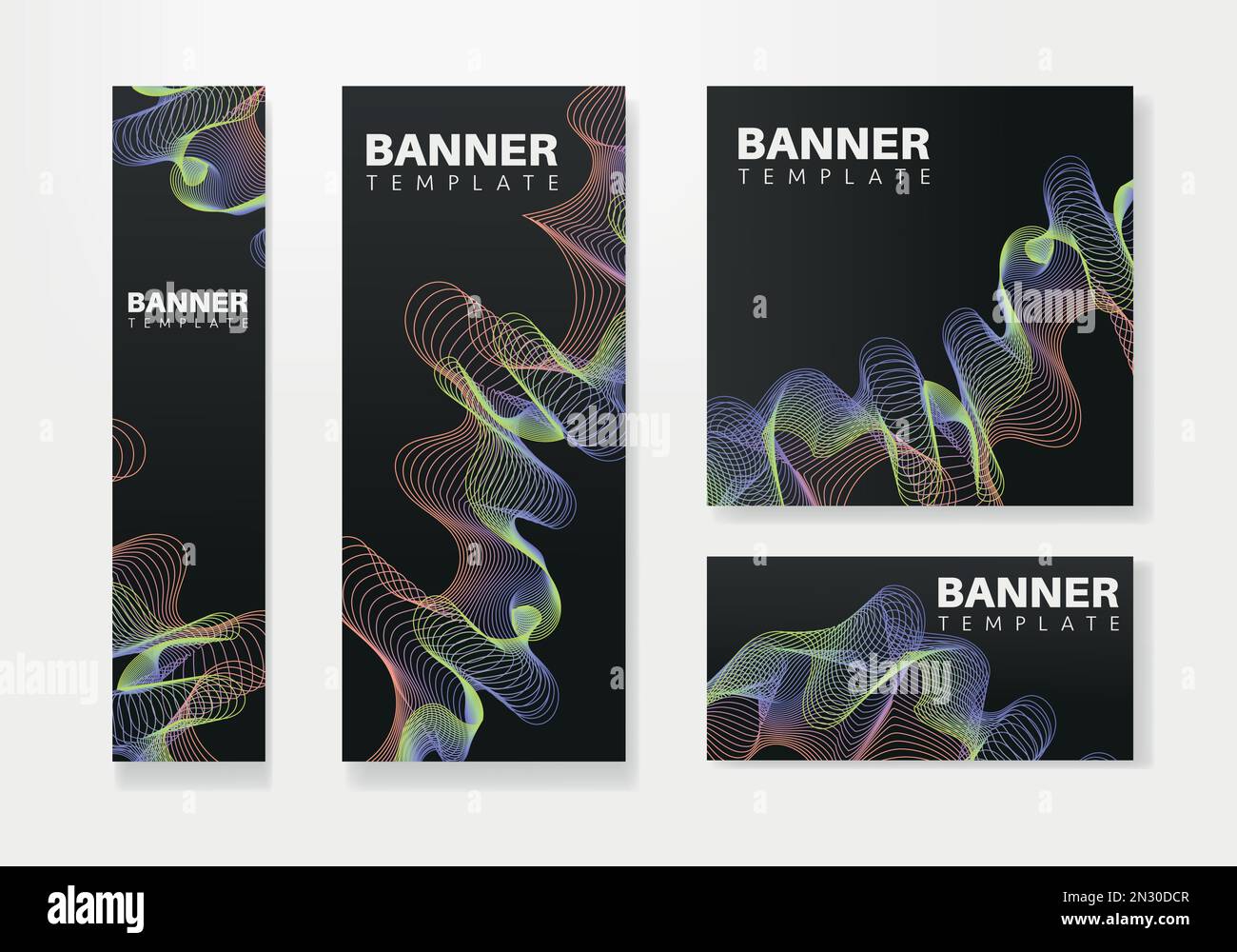 Modernes Bannerdesign Webvorlage Set, Webbanner. Hintergrund für Website-Design, Social-Media-Cover-Werbebanner, Flyer, Einladungskarte Stock Vektor