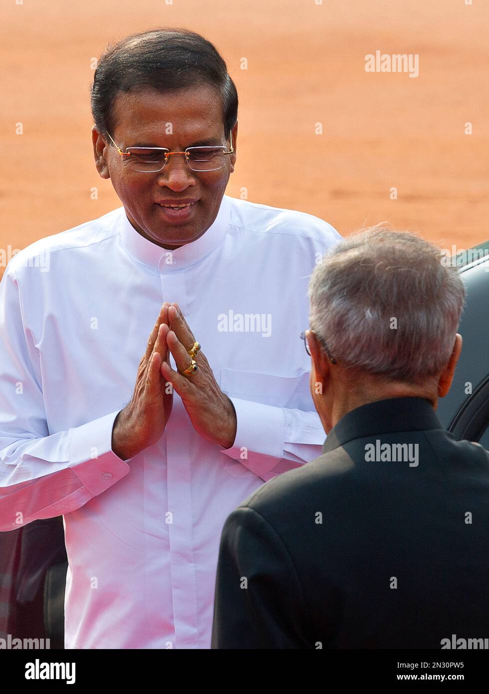 Sri Lanka’s President Maithripala Sirisena Folds His Hands In A ...