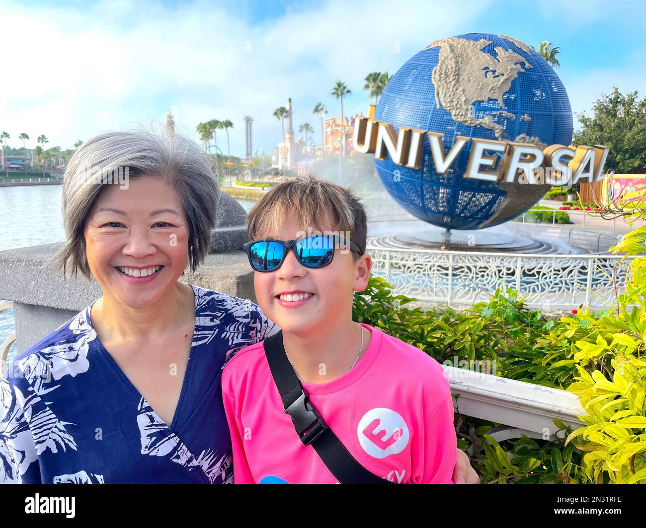 Mutter und Sonne in den Universal Studios Stockfoto