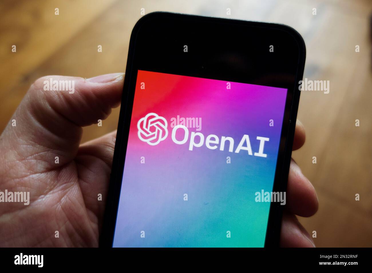 OpenAI ChatGPT-Logo auf dem Mobiltelefon Stockfoto