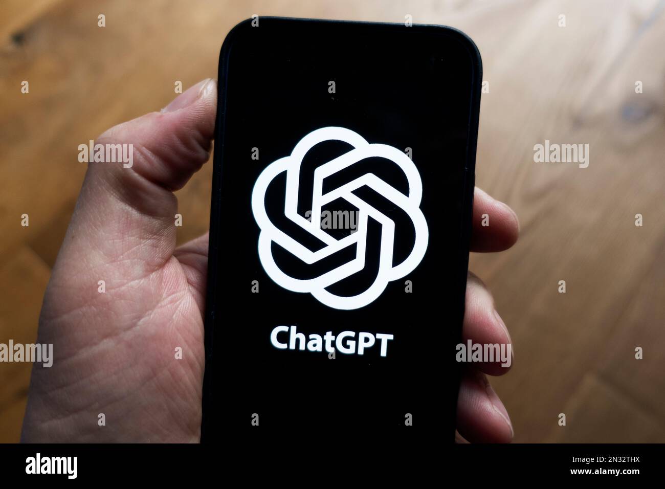 OpenAI ChatGPT-Logo auf dem Mobiltelefon Stockfoto