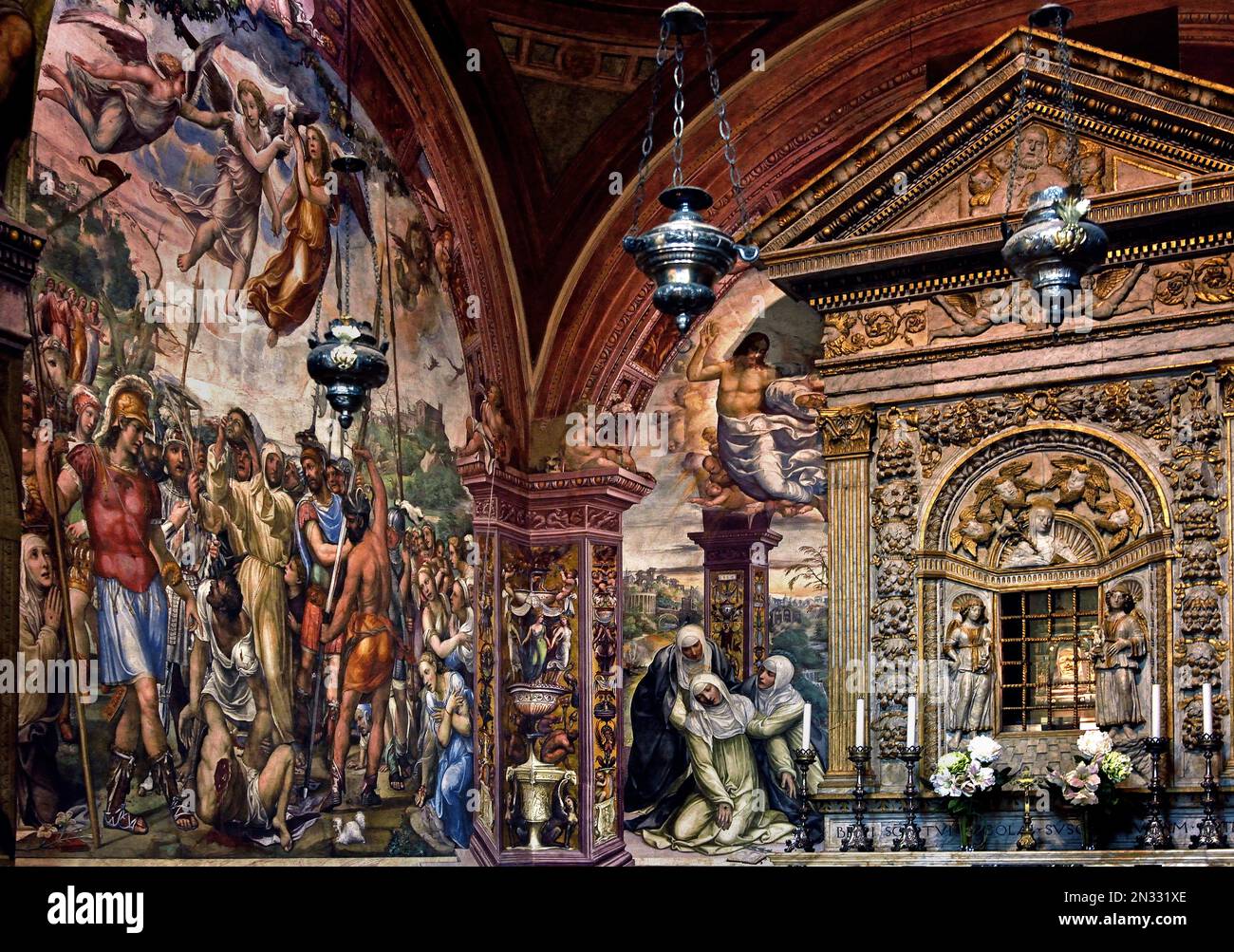 Katharina von Siena betet für eine ketzerische Seele (Massaker in Florenz?) 1526 von Il Sodoma (1477-1549), 16. Jahrhundert, Museum der Schönen Künste, Italien, Italienisch, Basilika San Domenico, Siena Stockfoto