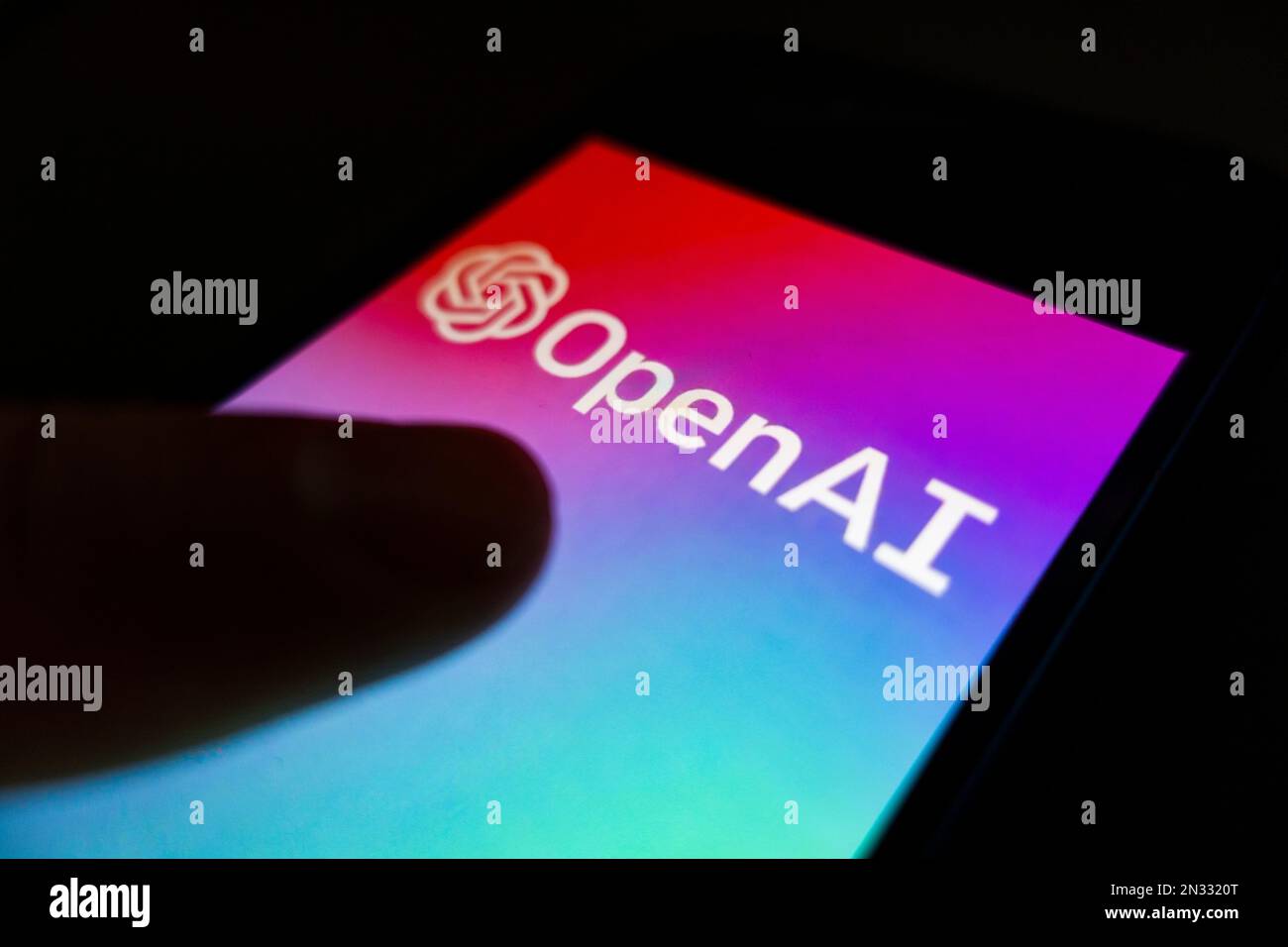 OpenAI ChatGPT-Logo auf dem Mobiltelefon Stockfoto