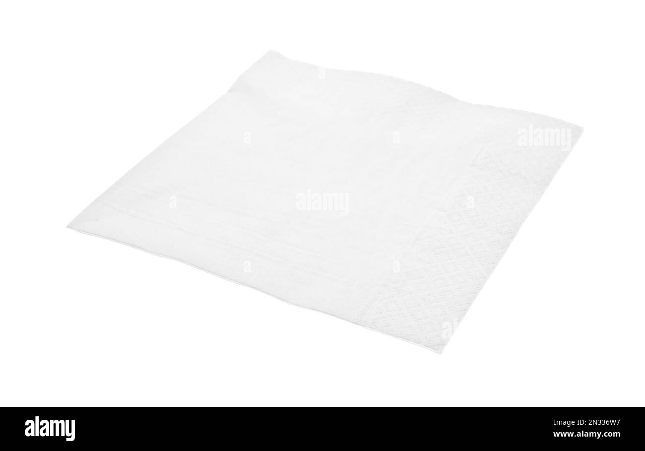 Papiertuch auf weißem Hintergrund reinigen. Persönliche Hygiene Stockfoto