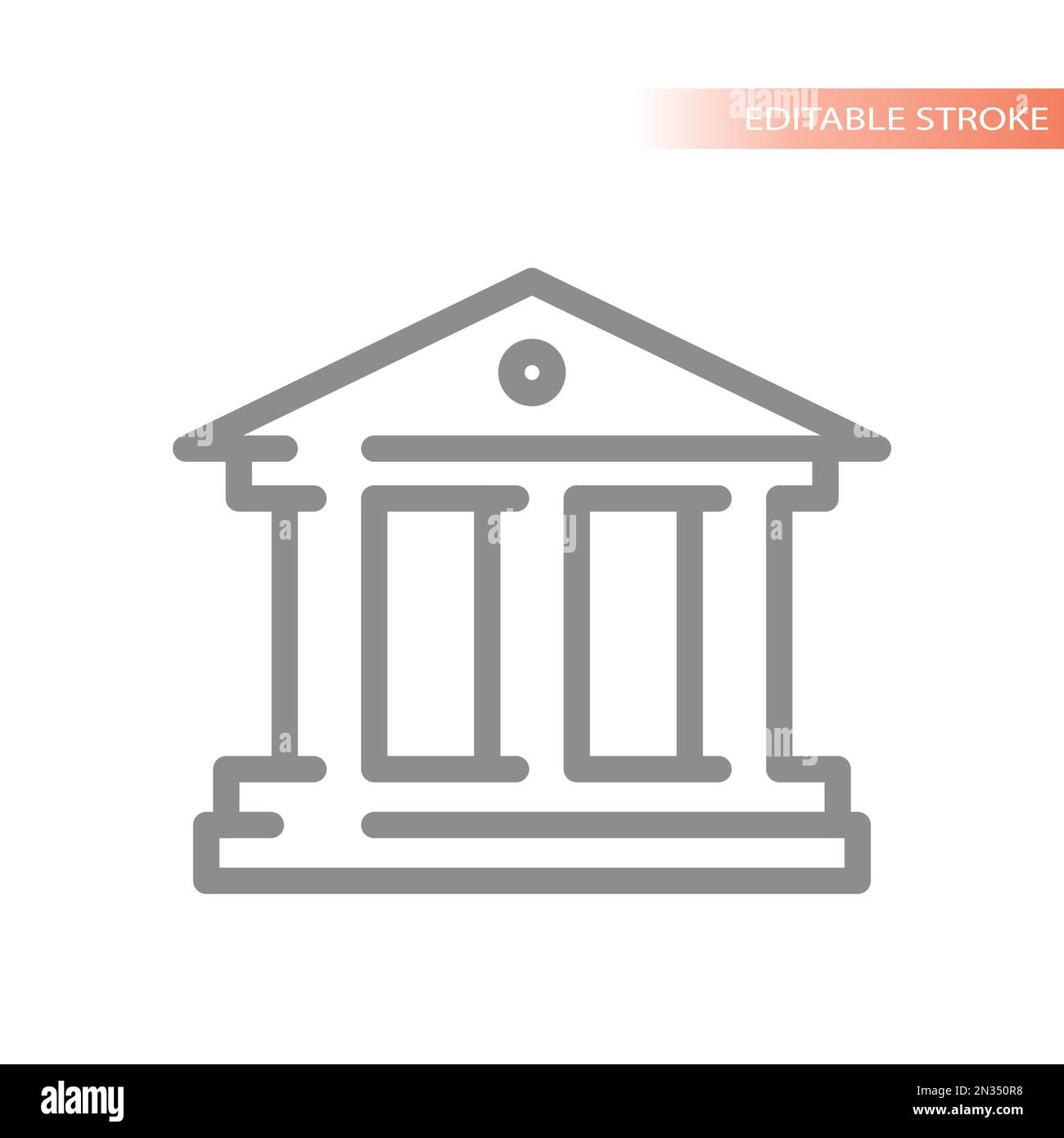 Liniensymbol für Gerichtsgebäude oder Bankgebäude. Vektorsymbol für Finanzverwaltung oder Gericht. Stock Vektor