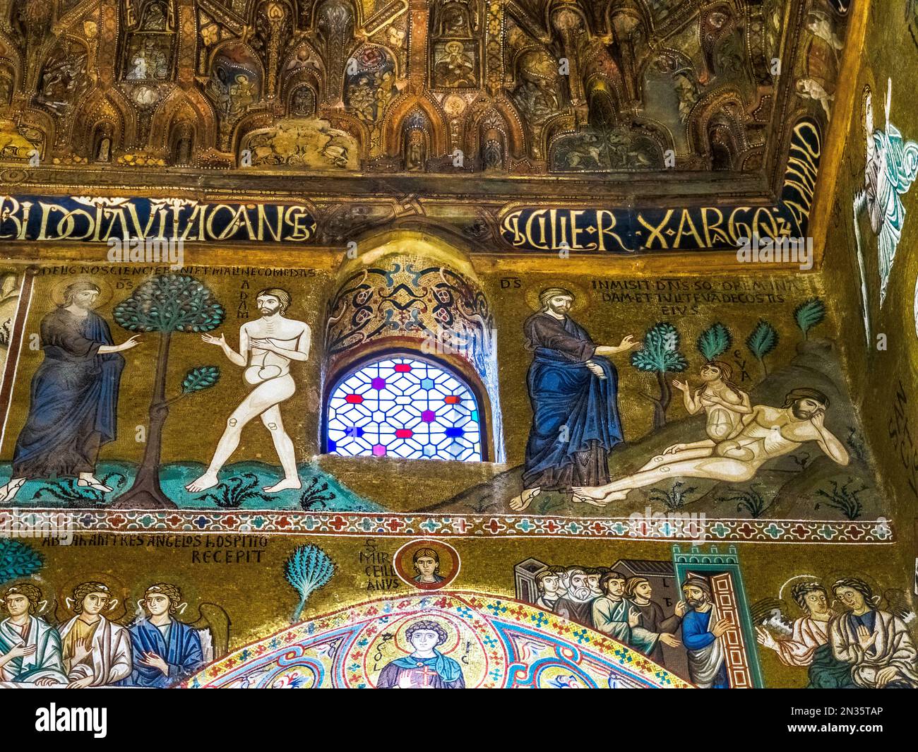 Byzantinische Mosaike in der Palatinkapelle des normannischen Palastes in Palermo - Sizilien, Italien Stockfoto