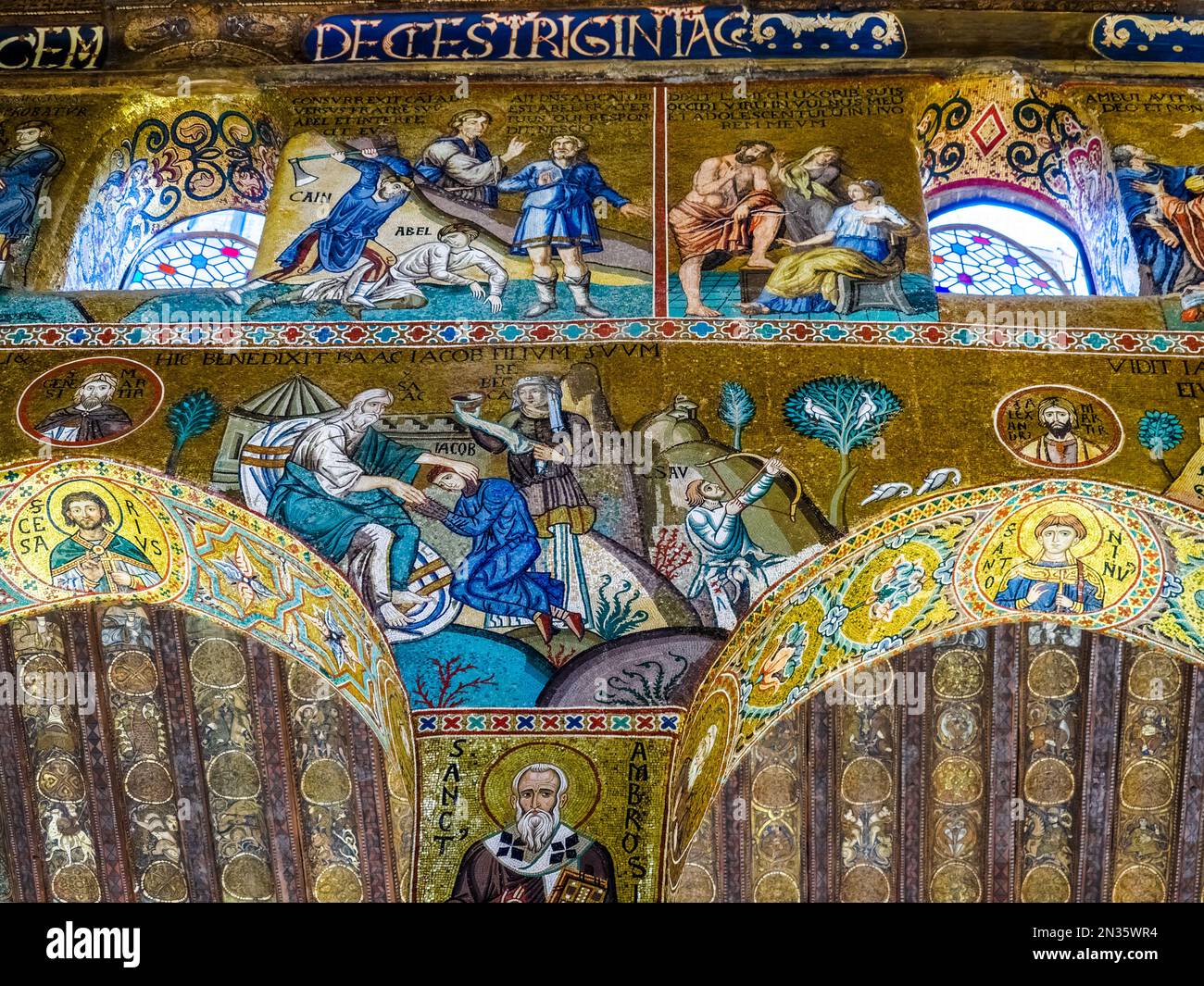 Byzantinische Mosaike in der Palatinkapelle des normannischen Palastes in Palermo - Sizilien, Italien Stockfoto