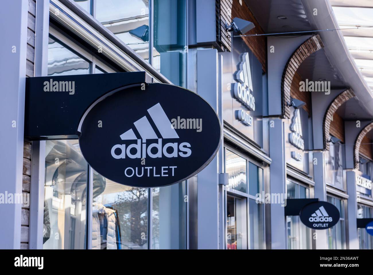 Adidas Outlet Store, The Boulevard Outlet Centre, Banbridge, Nordirland, Großbritannien, Großbritannien Stockfoto