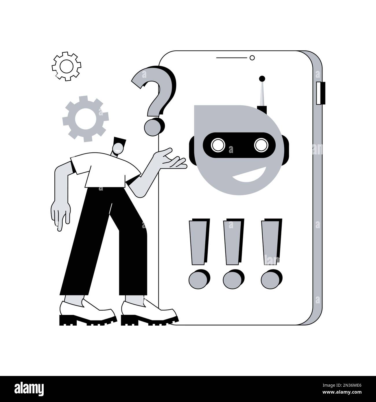 Chatbot Customer Service abstrakte Konzept Vektor Illustration. Customer Service bot, KI im Einzelhandel, E-Commerce Chatbot, Self-Service Experience, Online-Client-Support, Abstrakte Metapher für Web-Chat. Stock Vektor