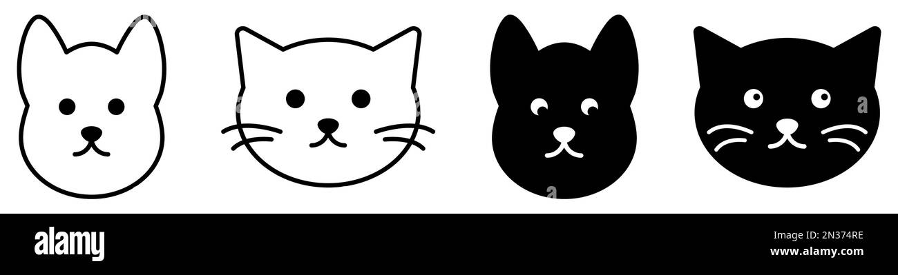 Symbole für Katzen- und Hundeköpfe. Einfache Piktogramme mit Tiergesicht. Vektordarstellung Stock Vektor