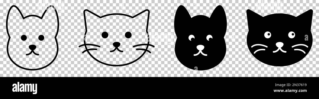 Symbole für Katze und Hundekopf eingestellt. Einfache Piktogramme mit Tiergesicht. Vektordarstellung auf transparentem Hintergrund isoliert Stock Vektor