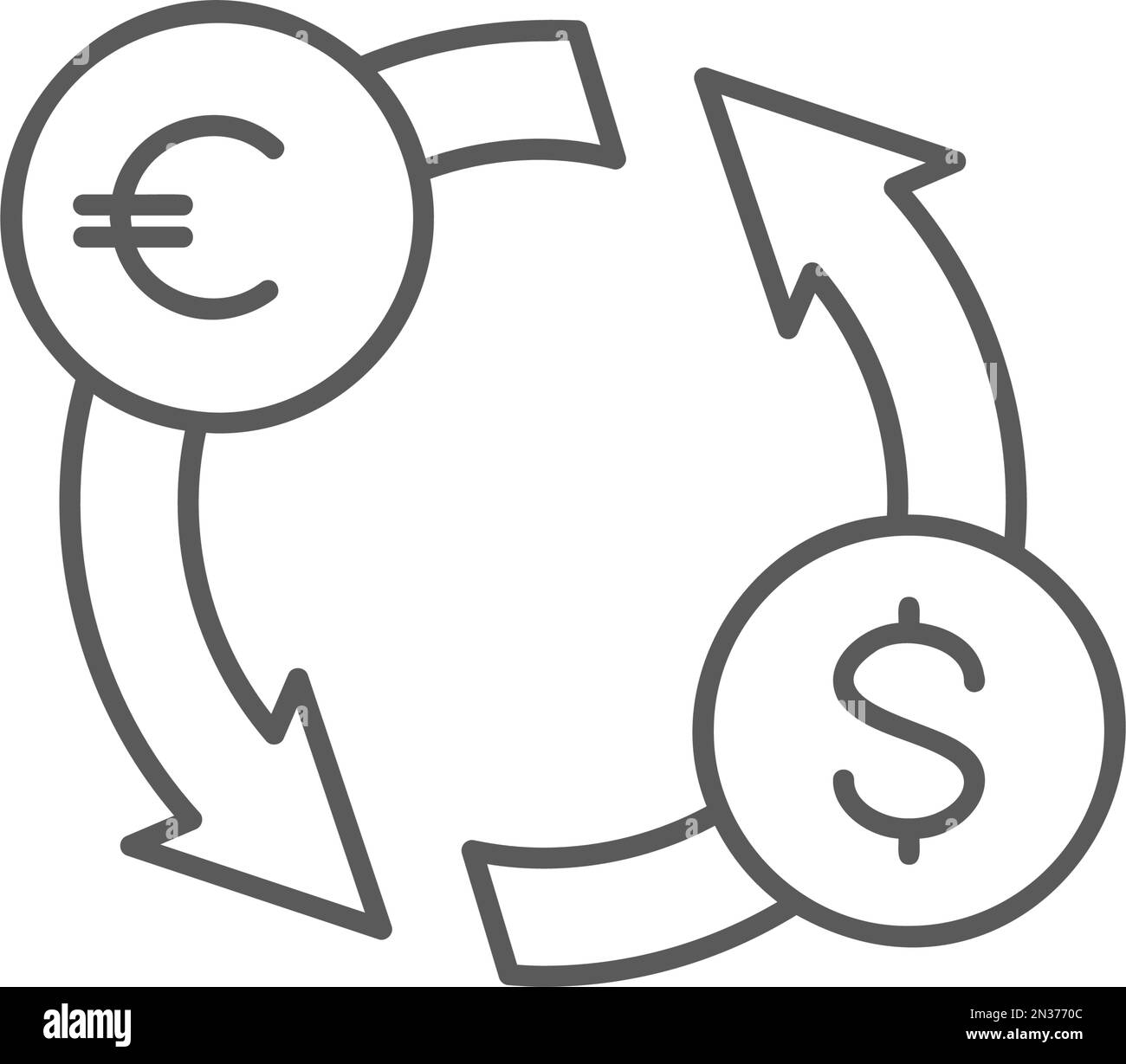 Geldwechsel, Linealsymbol für Euro-Dollar-Wechselkurs. Symbol für Finanzen, Zahlungen, Investitionen und Finanzen. Stock Vektor