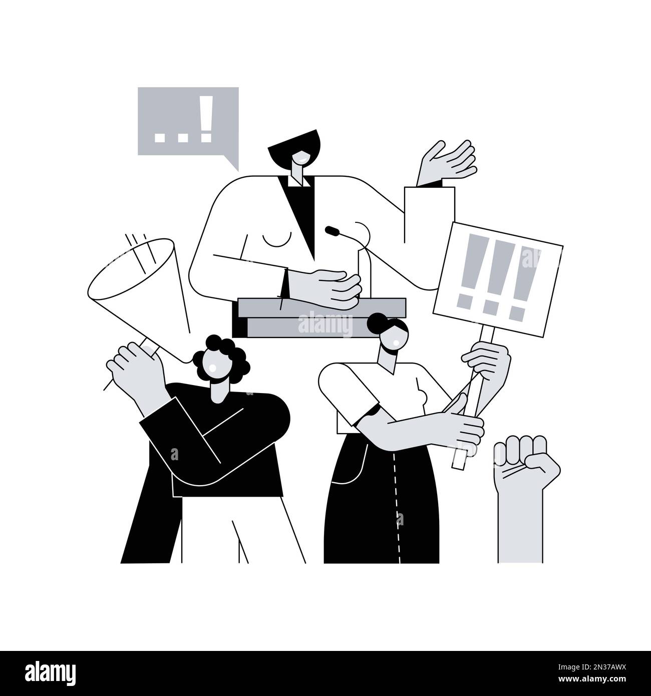 Partizipation von Frauen abstrakte Konzept Vektor Illustration. Gleichstellungsrechte, politische Teilhabe von Frauen, Sprecherin, Demokratie, erfolgreiche Präsentation abstrakte Metapher. Stock Vektor