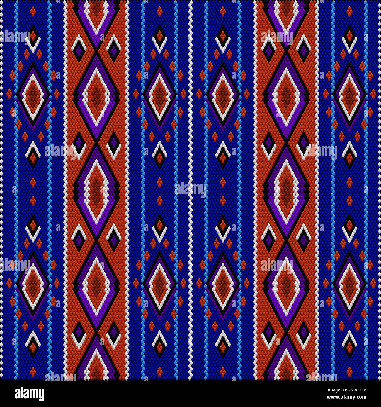 Ornament, Mosaik, ethnisch, Volksmuster. Er ist in hellen, saftigen, perfekt passenden Farben hergestellt. Stock Vektor