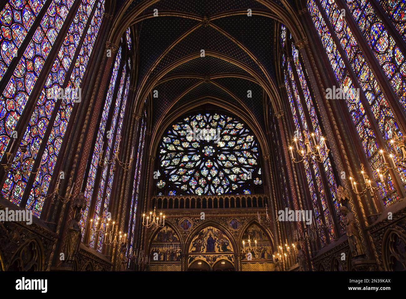 Obere Kapelle von Sainte Chapelle, Ile De La Cite, Paris, Frankreich Stockfoto