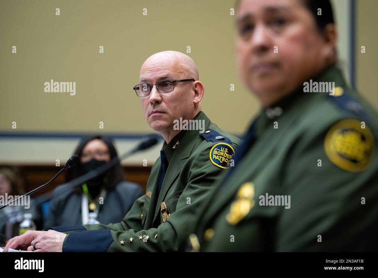 Washington, USA. 07. Februar 2023. USA John Modlin, Chief Patrol Agent der Grenzpolizei, sagt während einer Anhörung des Justizkomitees an der Grenze in den USA aus Capitol, in Washington, DC, am Dienstag, den 7. Februar, 2023. (Graeme Sloan/Sipa USA) Kredit: SIPA USA/Alamy Live News Stockfoto