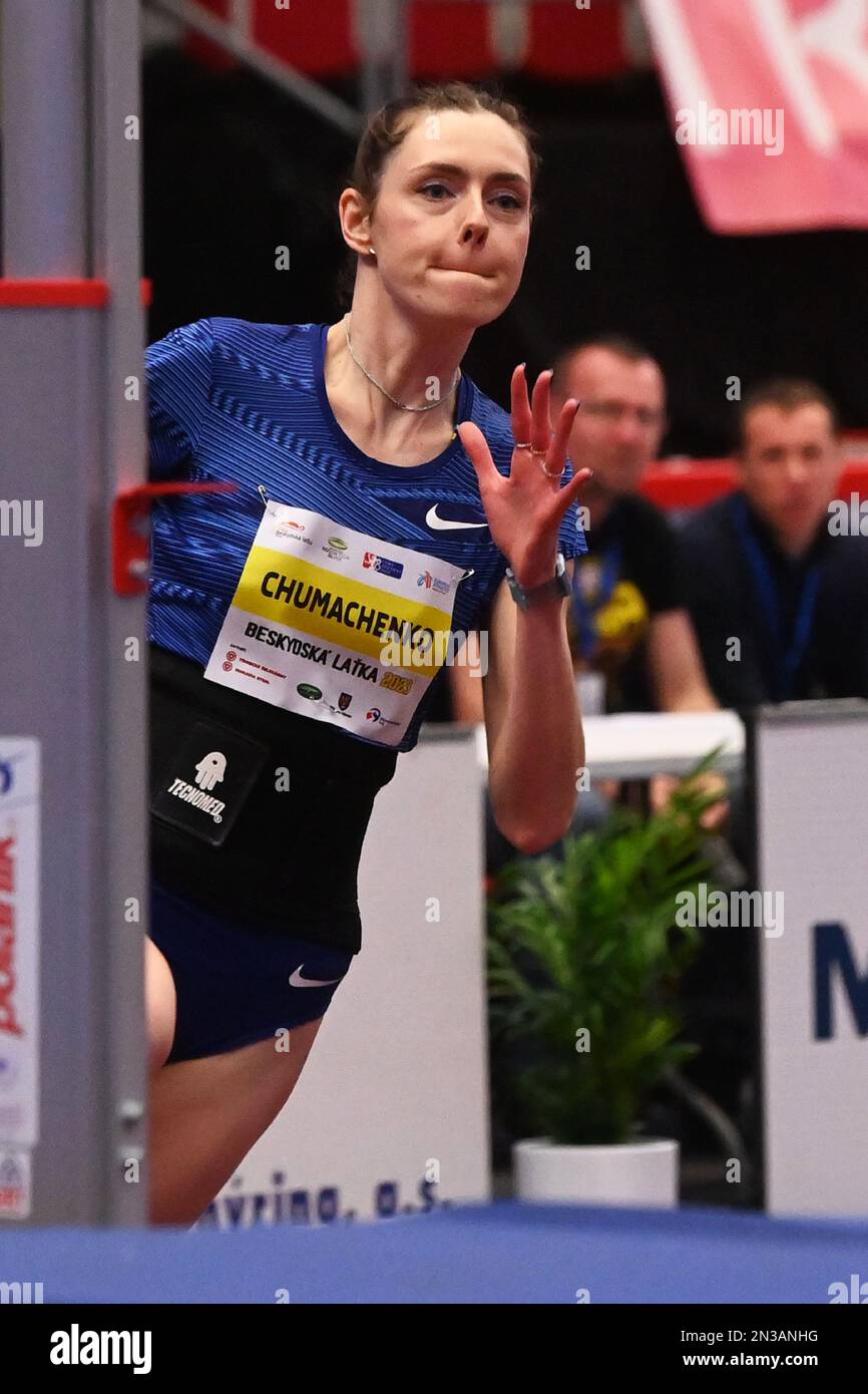 Trinec, Tschechische Republik. 07. Februar 2023. Yuliya Chumachenko aus der Ukraine tritt während der Beskydy Bar 2023 in Trinec, Tschechische Republik, am 7. Februar 2023 an. Kredit: Jaroslav Ozana/CTK Photo/Alamy Live News Stockfoto