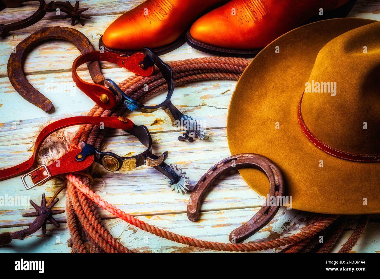 Cowboys Hut Und Horeshore Stockfoto