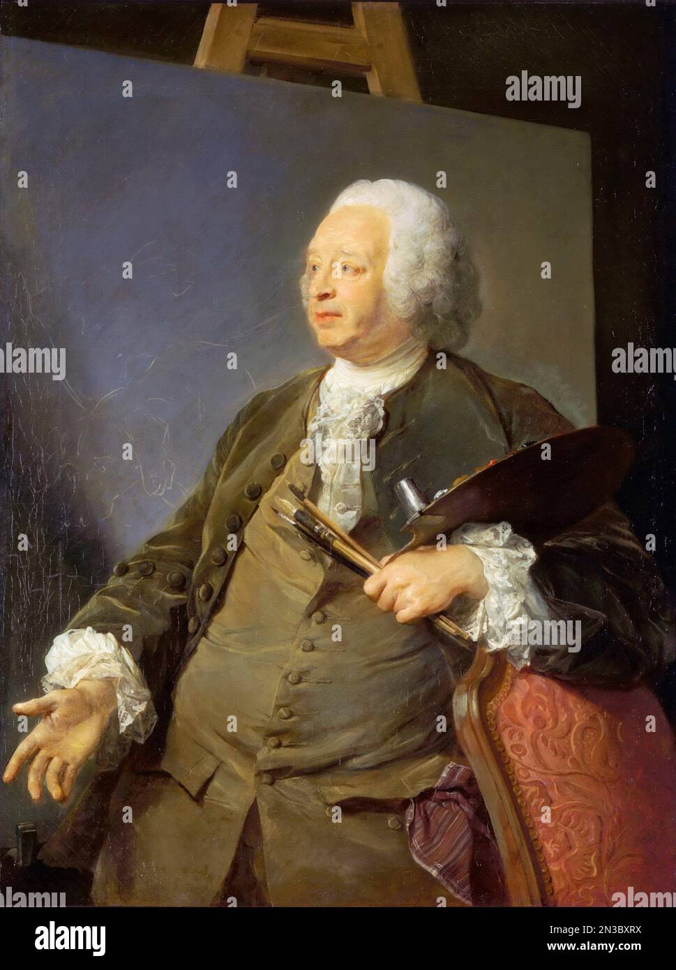 Jean-Baptiste Oudry, von Jean-Baptiste Perronneau. Jean-Baptiste Oudry (1686 - 1755), französischer Rokoko-Maler, Gravierer und Wandteppich-Designer. Stockfoto