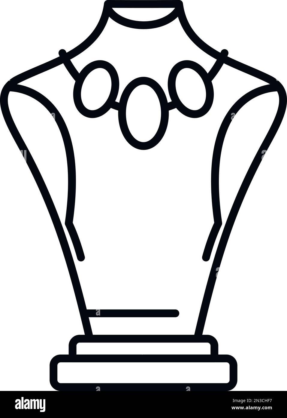 Perlenbrustsymbol-Konturvektor. Modischer Luxus. Modellladen Stock Vektor