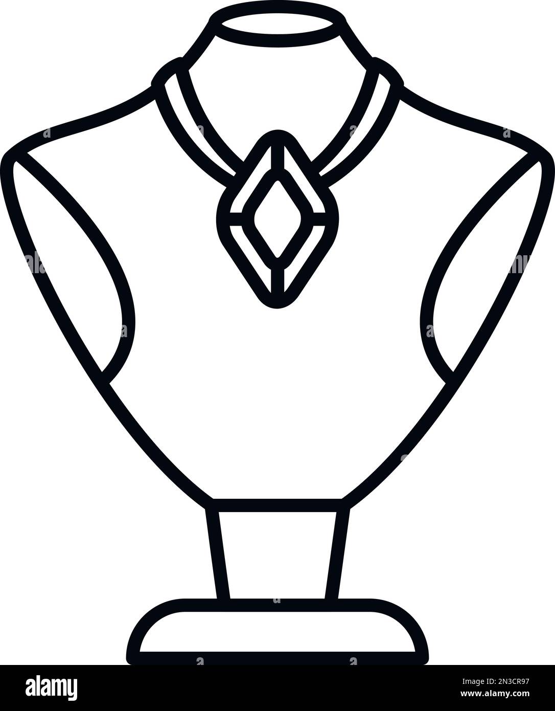 Umrissvektor des Dummy-Symbols für Schmuck. Modische Halskette. Kettendiamant Stock Vektor