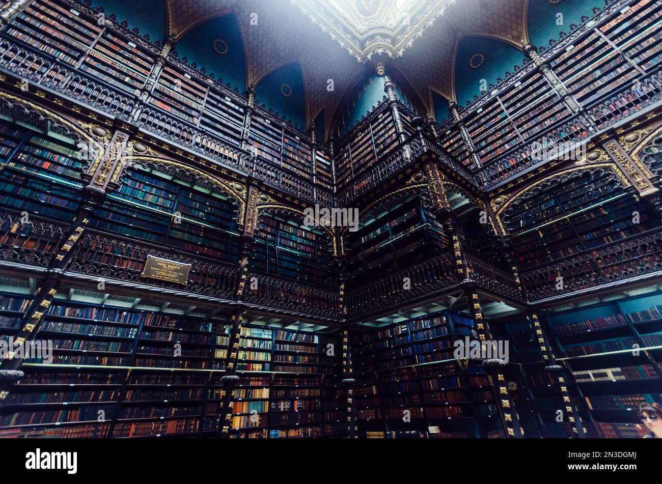 Der Royal Portuguese Reading Room (Real Gabinete Portugues de Leitura) ist eine Bibliothek und lusophone kulturelle Institution in Rio de Janeiro, Brasilien Stockfoto