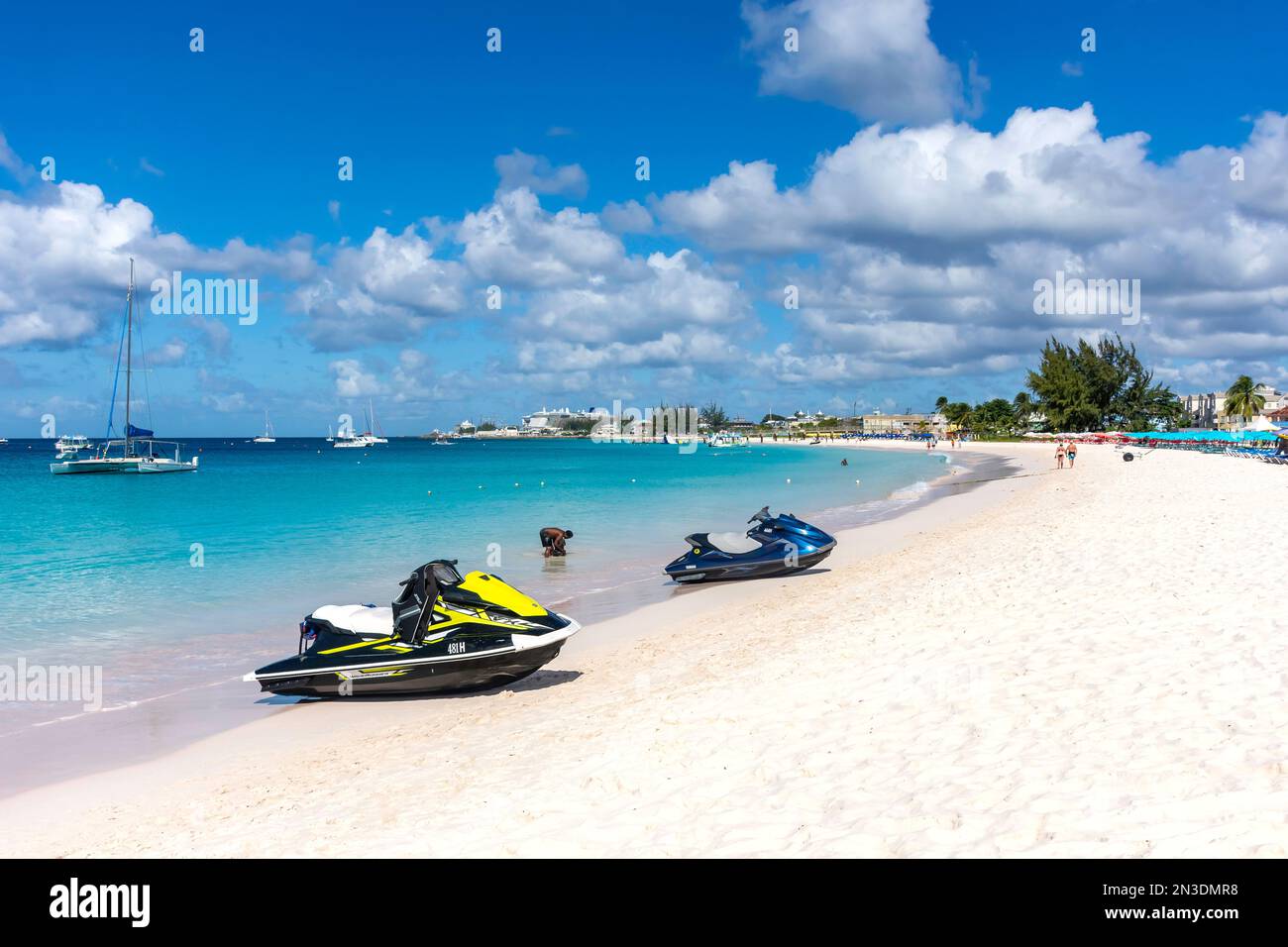 Bayshore Beach, Carlisle Bay, Bridgetown, St Michael Parish, Barbados, Kleine Antillen, Karibik Stockfoto