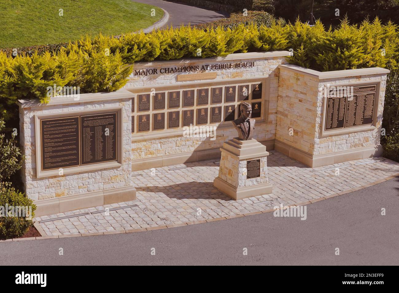 Pebble Beach, Kalifornien, USA. , . The Champions 'Wall of Fame' Pebble Beach Golf Links während des AT&T Pro-am 2023, PGA Tour Golf Turnier Credit: Motofoto/Alamy Live News Stockfoto