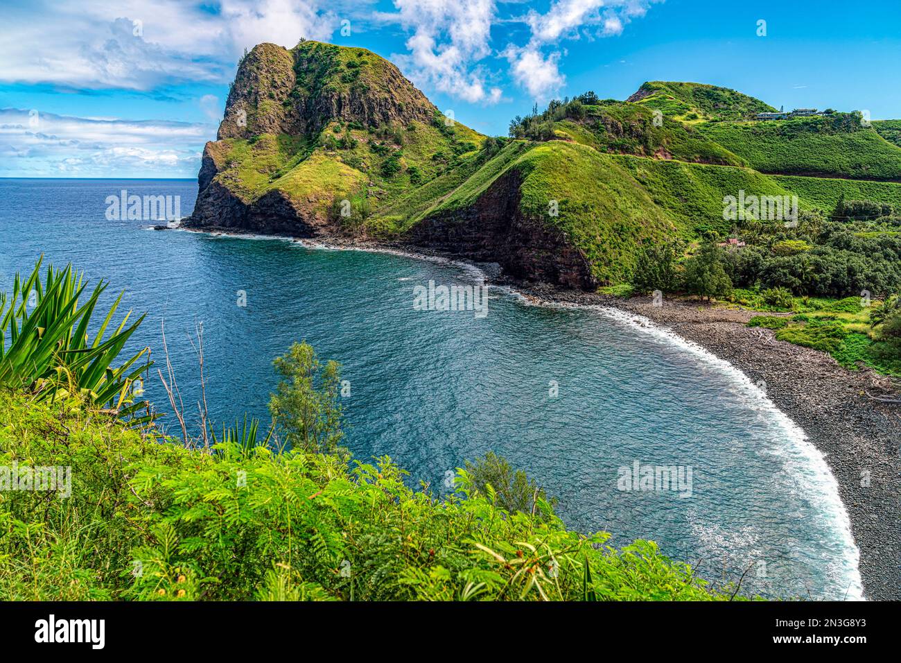 Kahakuloa Bay Beach auf Maui, Hawaii, USA; Maui, Hawaii, Vereinigte Staaten von Amerika Stockfoto