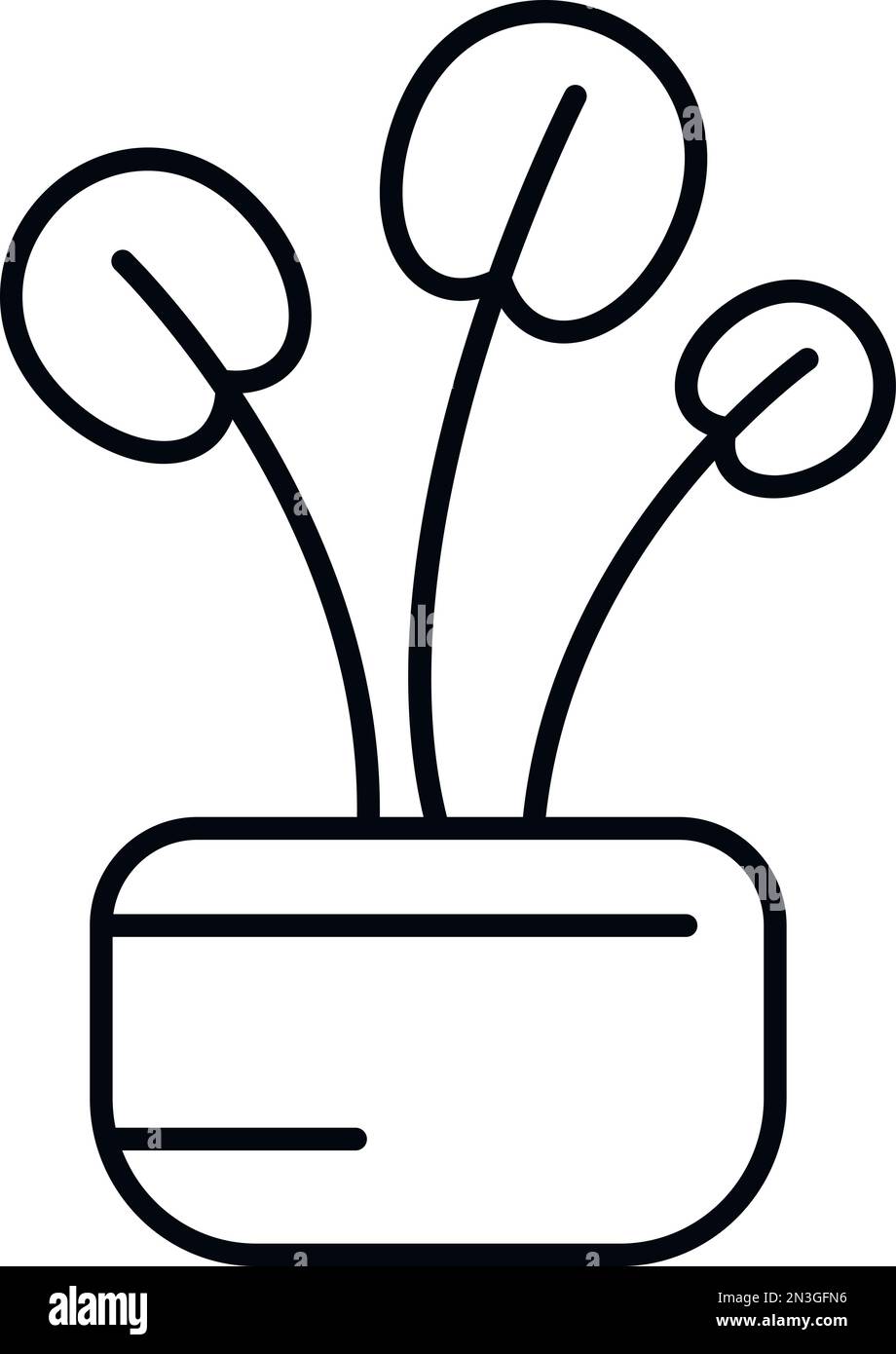 Umrissvektor des großen Blattsymbols. Innenanlage. Sommer Natur Stock Vektor