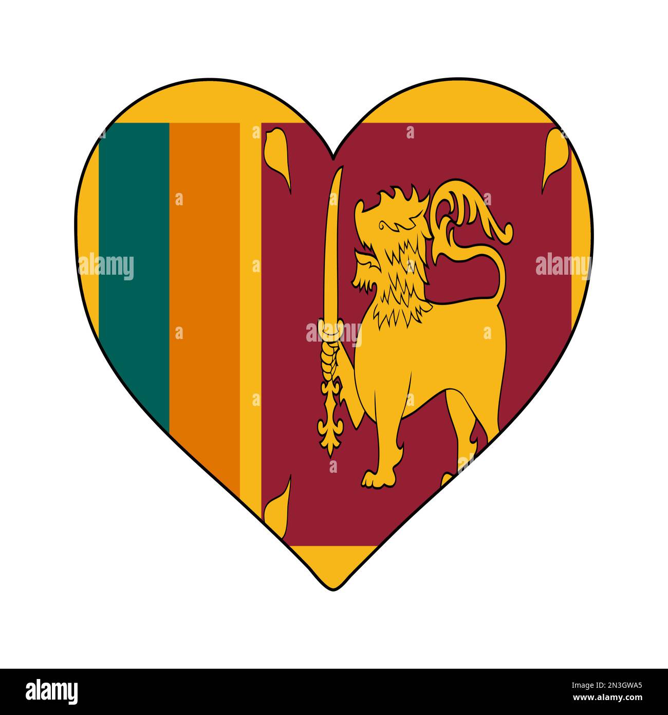 Sri Lanka: Herzform-Flagge. Ich Liebe Sri Lanka. Besuchen Sie Sri Lanka. Südasien. Asien. Grafische Konstruktion Von Vektordarstellungen. Stock Vektor