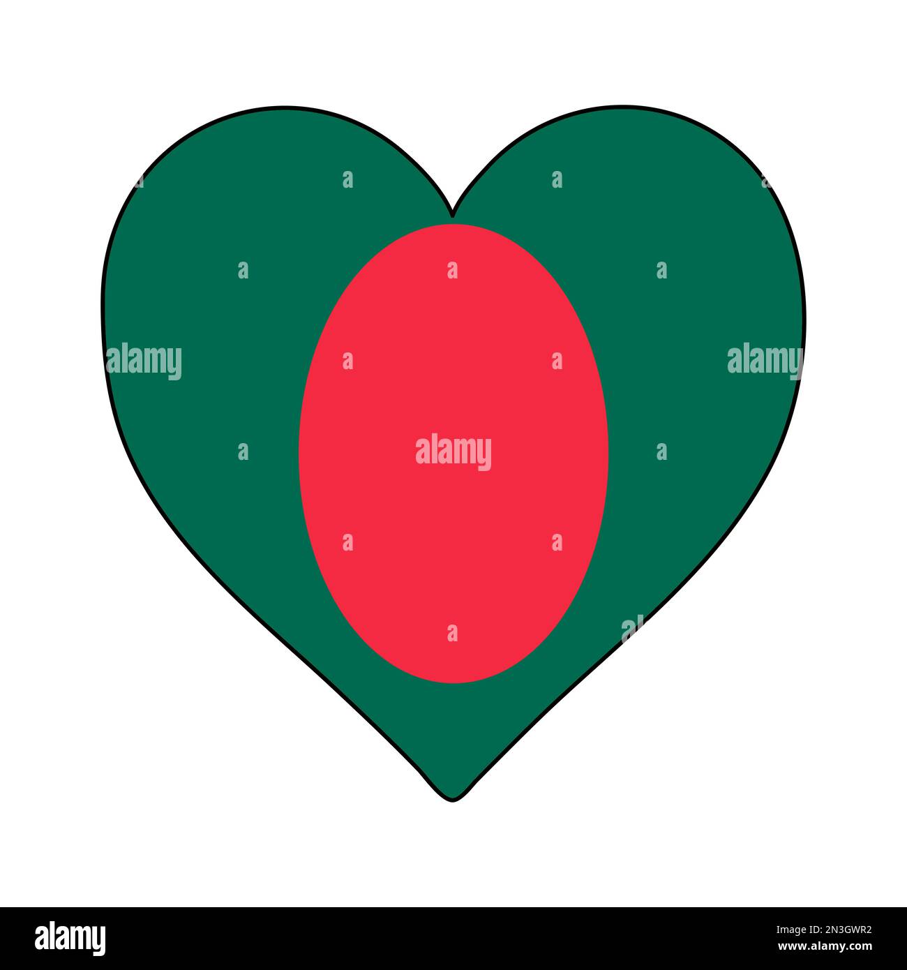 Bangladesch-Herzform-Flagge. Ich Liebe Bangladesch. Besuchen Sie Bangladesch. Südasien. Asien. Grafische Konstruktion Von Vektordarstellungen. Stock Vektor