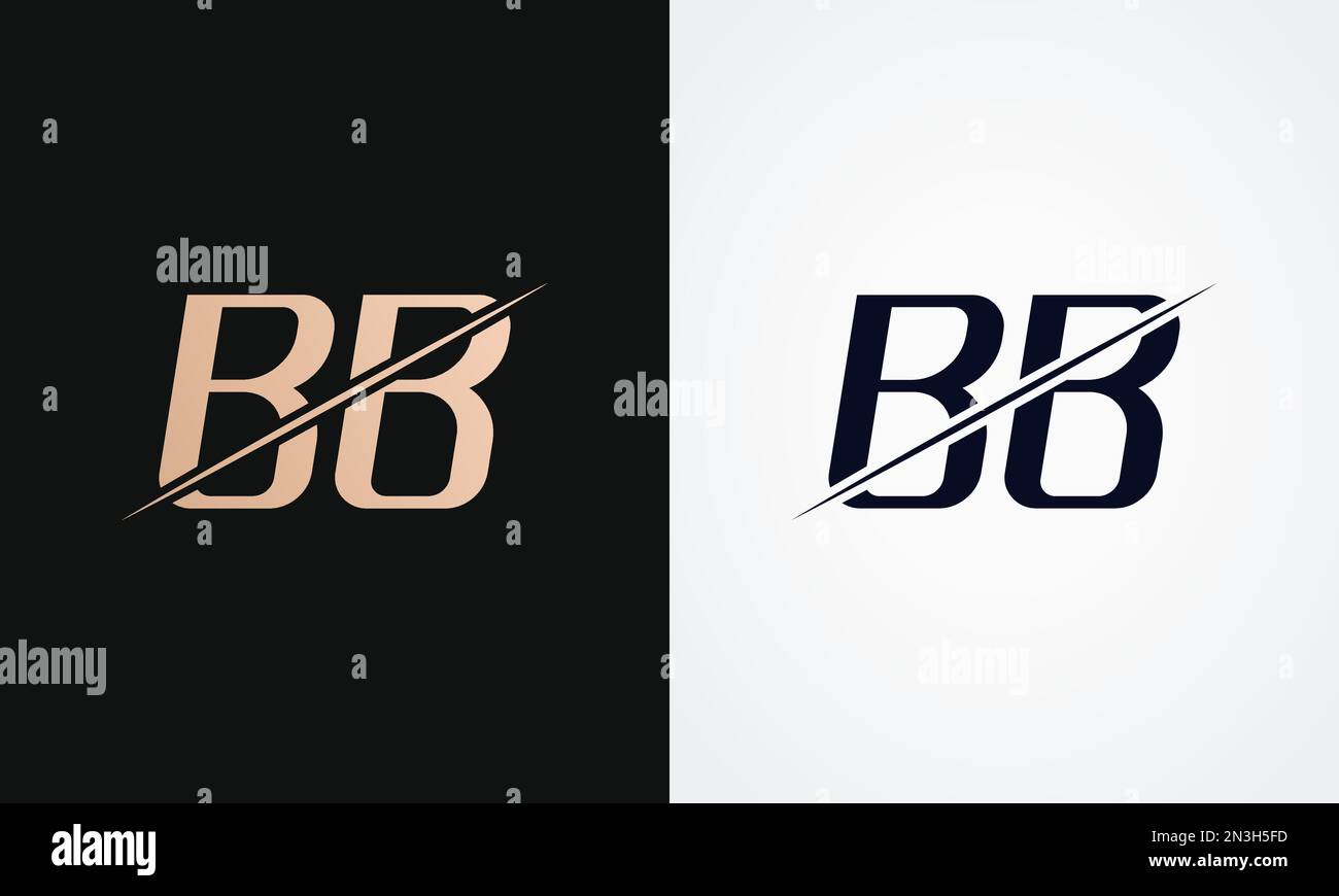 Bb Letter Logo Design Vector Template. Logo Mit Goldenem Und Schwarzem Buchstabenmuster Stock Vektor