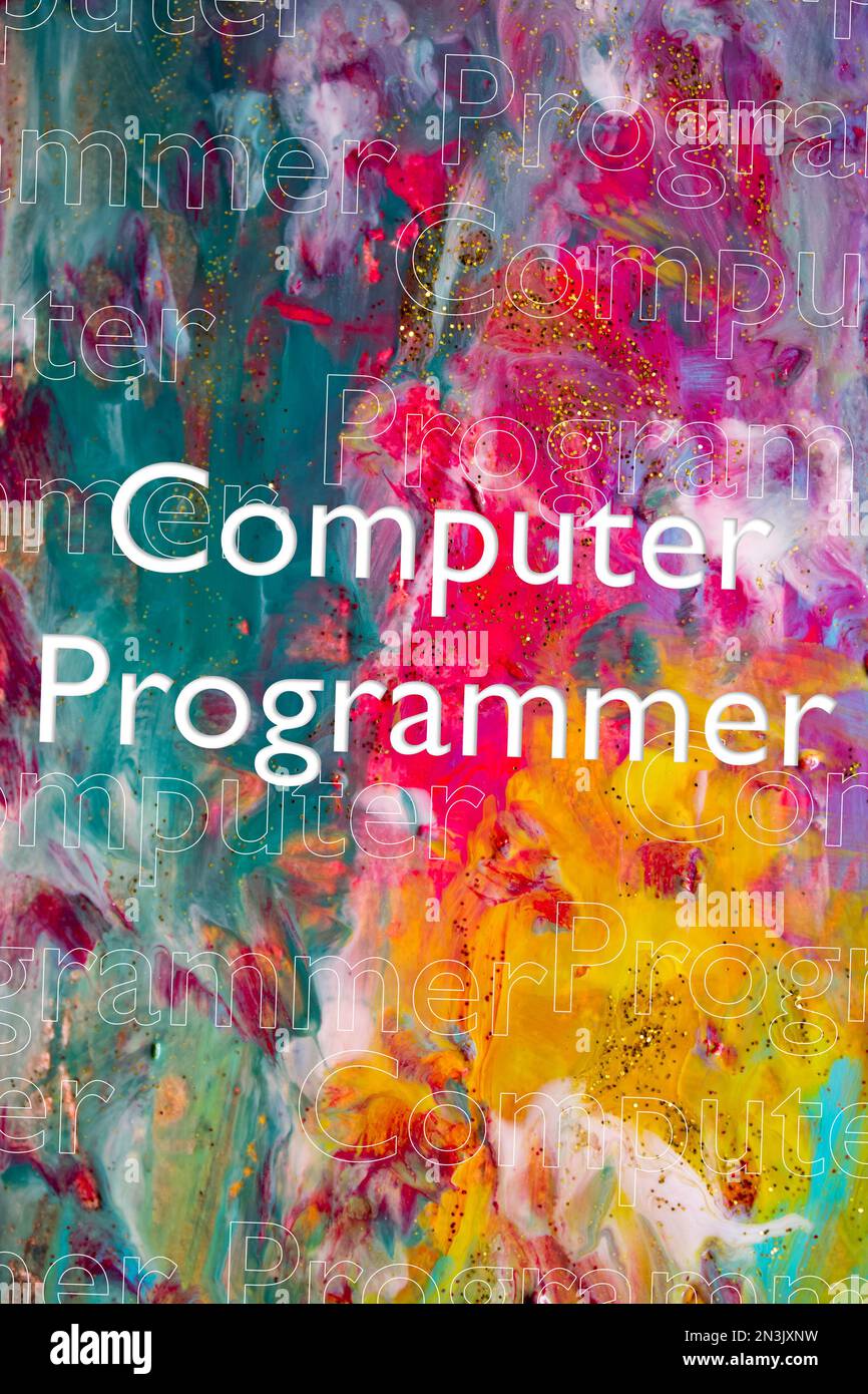 Abstrakte natürliche Luxuskunst, flüssiges Malen mit Computer Programmer Text, Alkohol Tinte Technik. Das Bild umfasst die Wirbel aus Marmor-Granit. Stockfoto