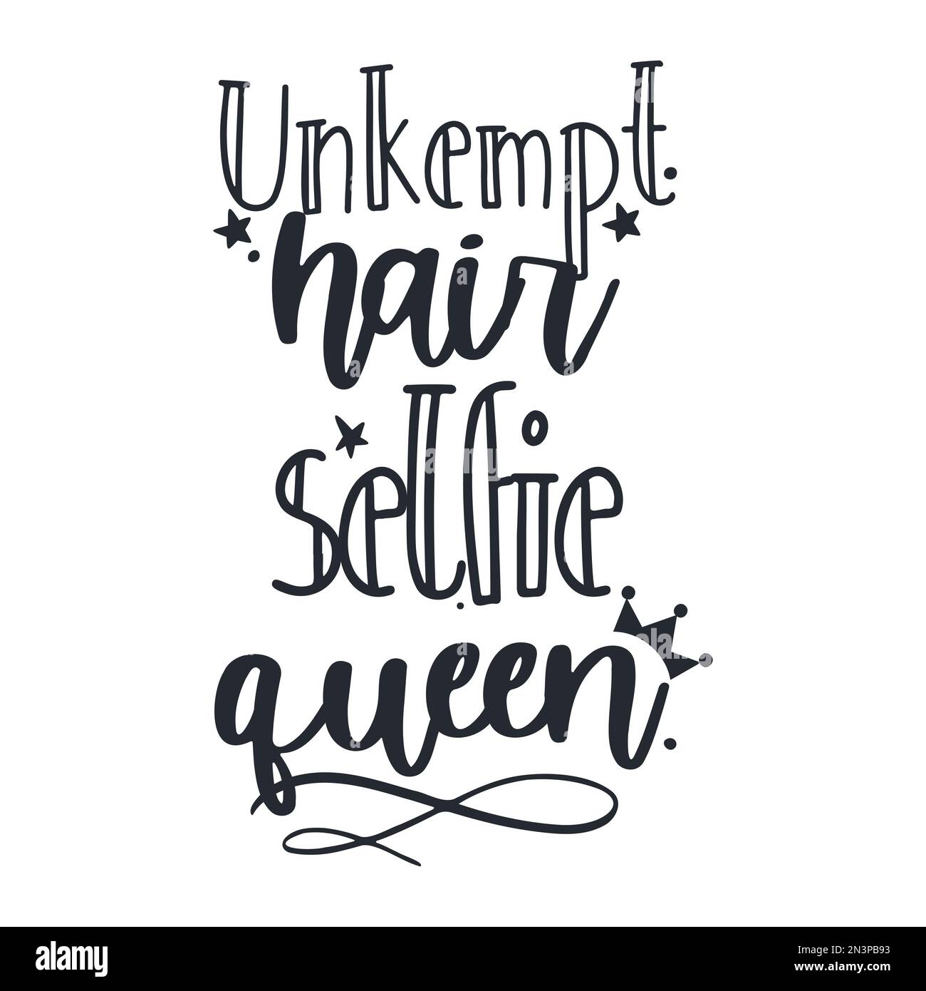 Ungepflegte Selfie-Queen. Schmutzige Haarvektorziffern. Stock Vektor