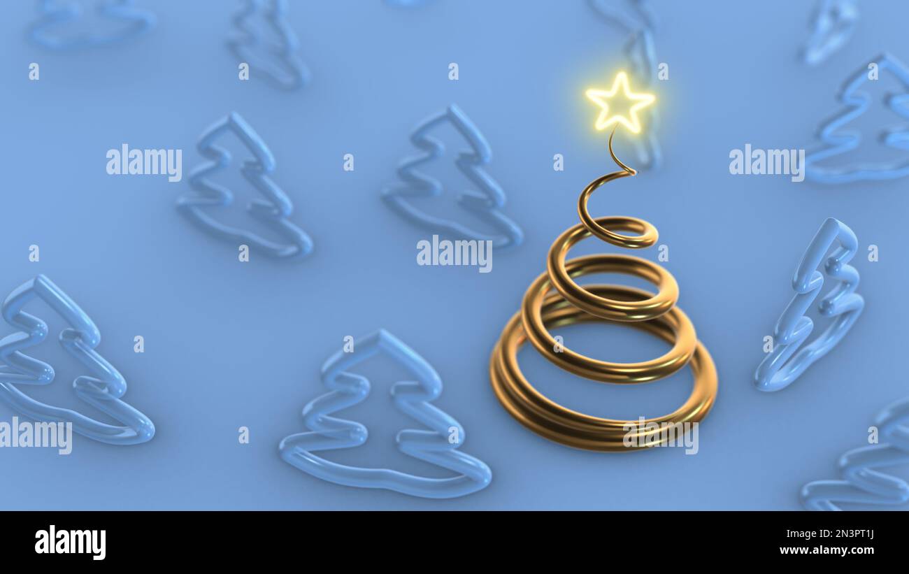 Goldener weihnachtsbaum abstrakter Hintergrund Stockfoto