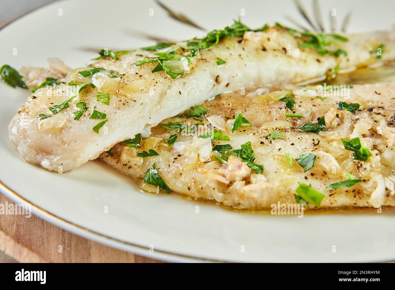 Barcy-Style auf dem Teller. Französische Gourmetküche Stockfoto
