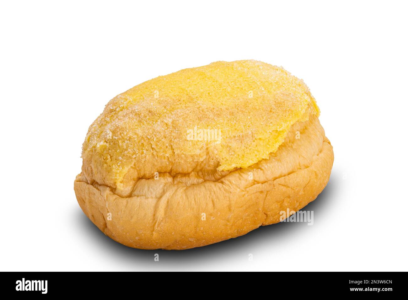 Großansicht von Sweet Fresh Butterbrot auf weißem Hintergrund mit Beschneidungspfad Stockfoto