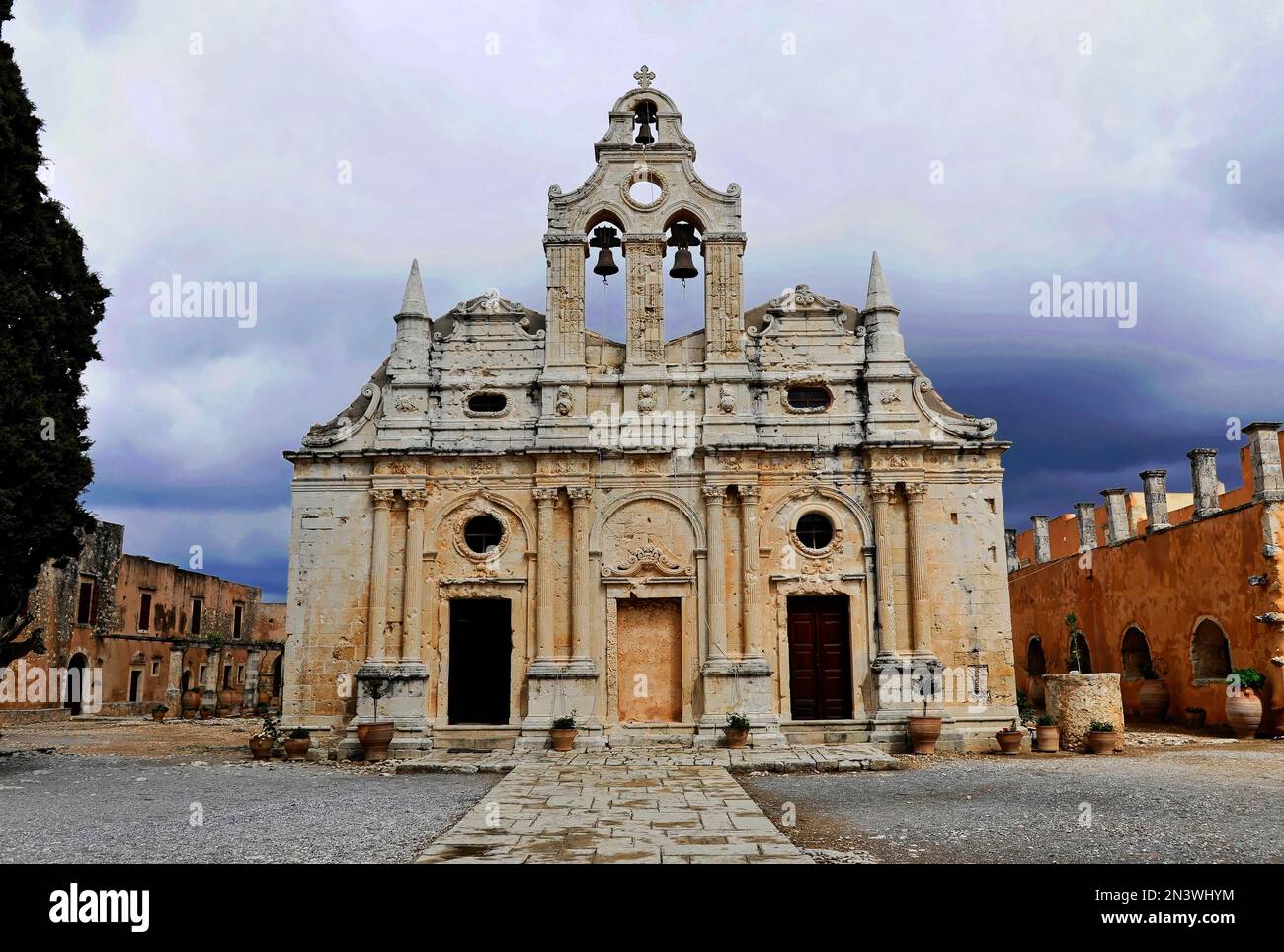 Klosterkirche, Kloster Arkadi, Moni Arkadi, Nationaldenkmal, Kreta, Griechenland Stockfoto