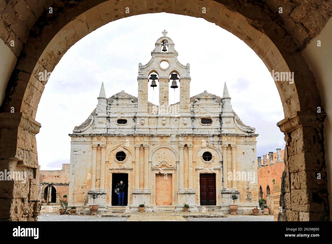 Klosterkirche, Kloster Arkadi, Moni Arkadi, Nationaldenkmal, Kreta, Griechenland Stockfoto