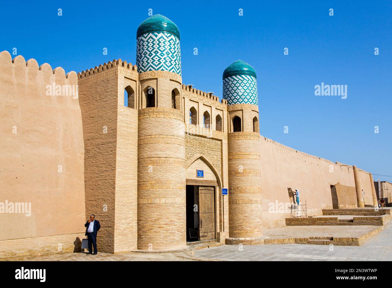 Ko'xna Ark Citadel Festung Gate, Khiva, Usbekistan, Khiva, Usbekistan Stockfoto