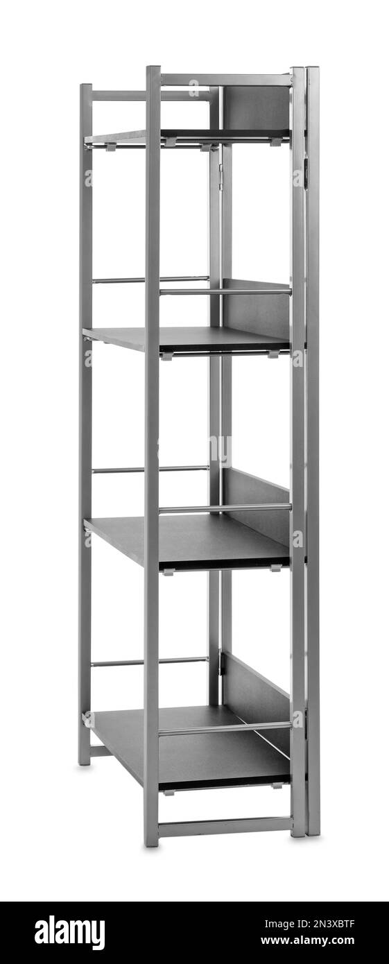 Stilvolles leeres Regal isoliert auf weiß Stockfoto