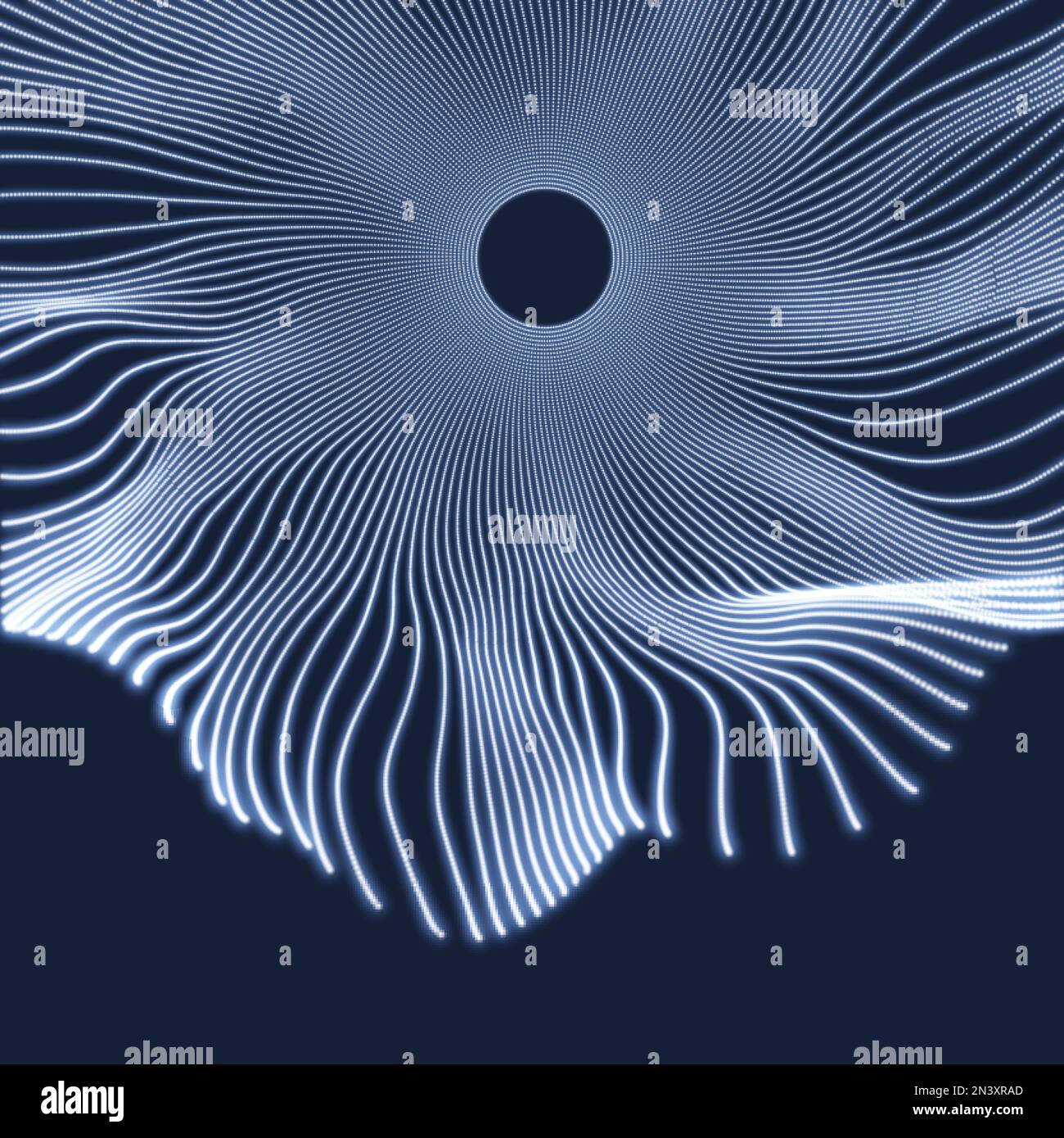 Array mit dynamischen Partikeln. 3D-Technologie. Zusammenfassung Hintergrund. Vector Illustration. Stock Vektor