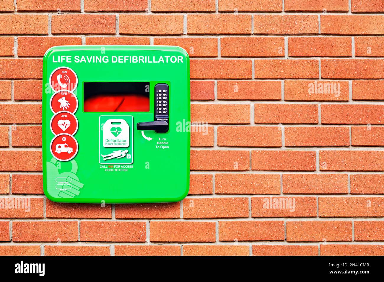 Defibrillator, London, Großbritannien Stockfoto