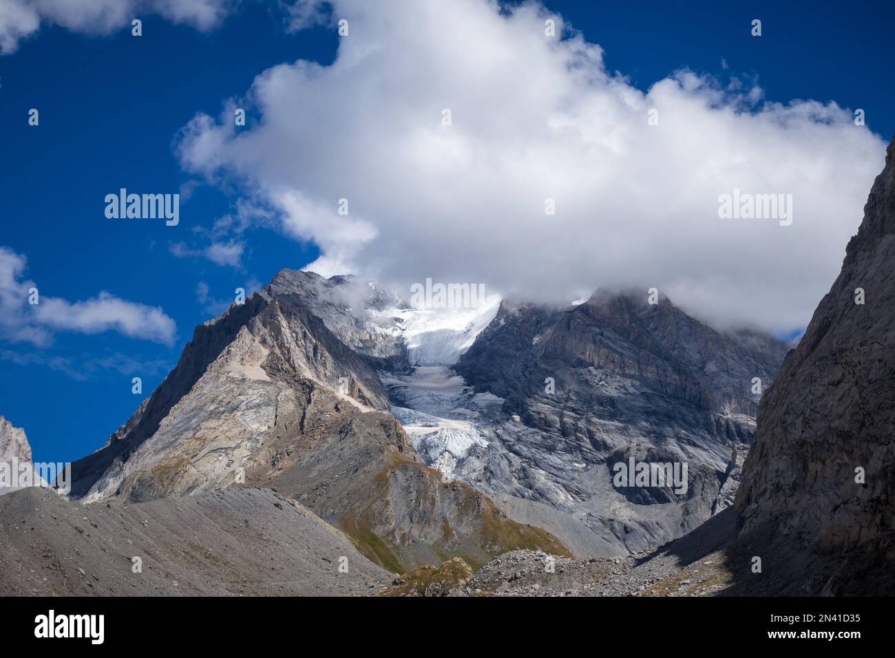 Grande Casse Alpine Gletscherlandschaft in Pralognan la Vanoise. Französische alpen Stockfoto