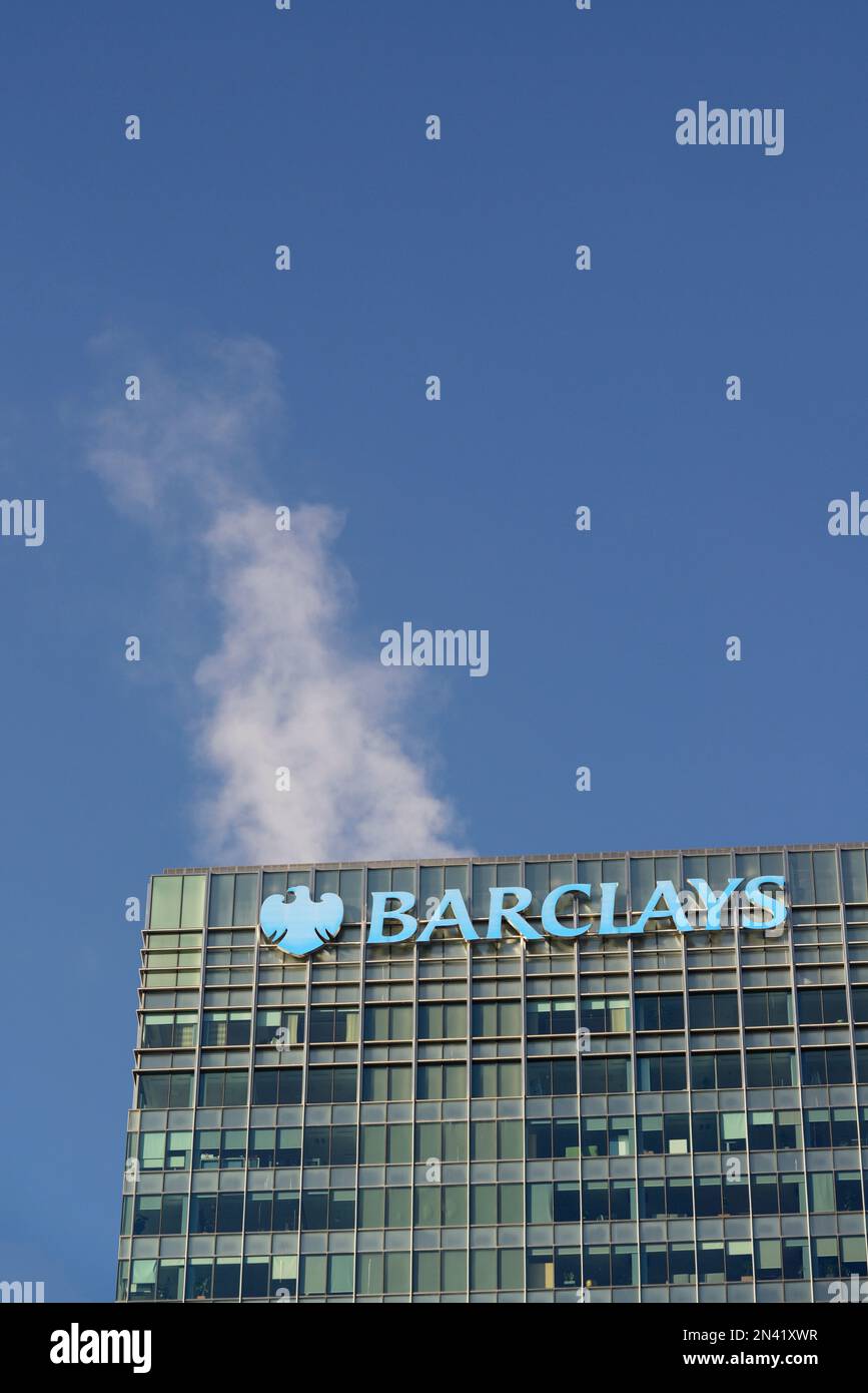 Corporate Steam, Barclays Corporate and Investment Bank , Chuchill Place, Canary Wharf Estate, East London, Großbritannien Stockfoto