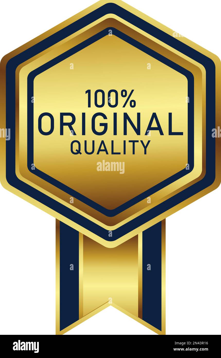Ein verschwenderisches Abzeichen in elegantem goldenem Farbton. Geeignet für Bestseller- und Bestseller-Label für zertifizierte Produkte, Preisabbildung, Siegertrophie Stock Vektor