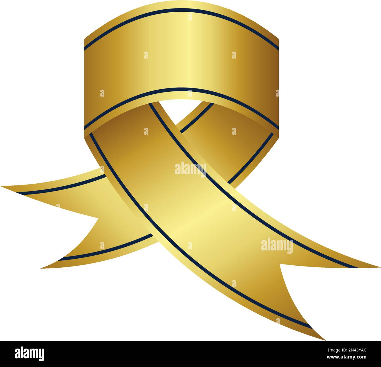 Luxusabzeichen mit goldenem Band, glänzendes goldenes Band. Realistisches Vektorelement für Design- oder Geschenkgutscheine und Einladungen zu Feiertagen. Stock Vektor
