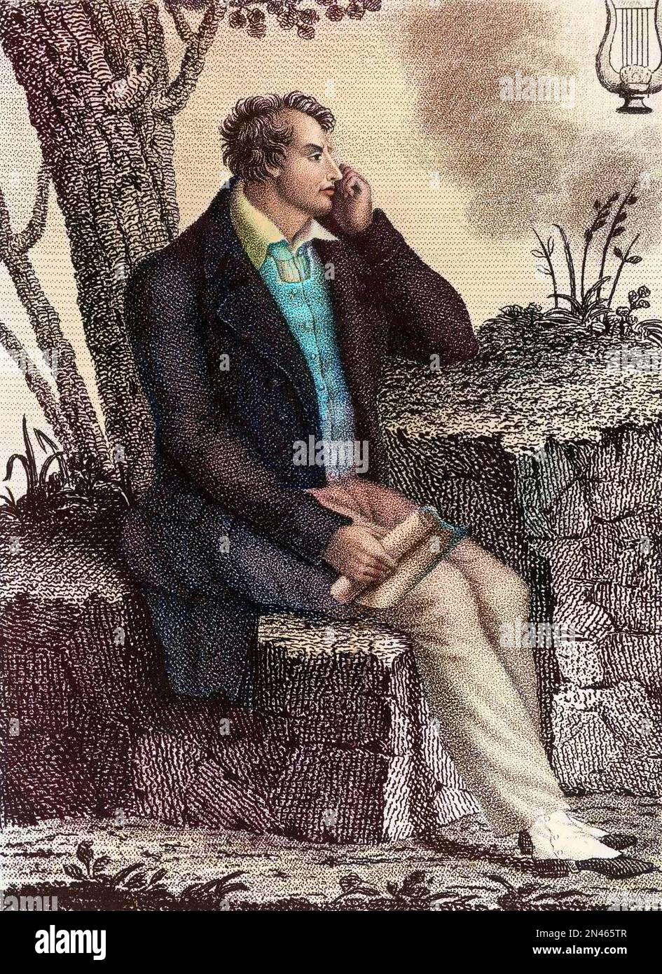 Portrait von George Gordon Byron (1788-1824) - Portrait de George Gordon Noel, 6e Baron Byron dit Lord Byron (1788-1824), Poete romantique anglais. Stockfoto